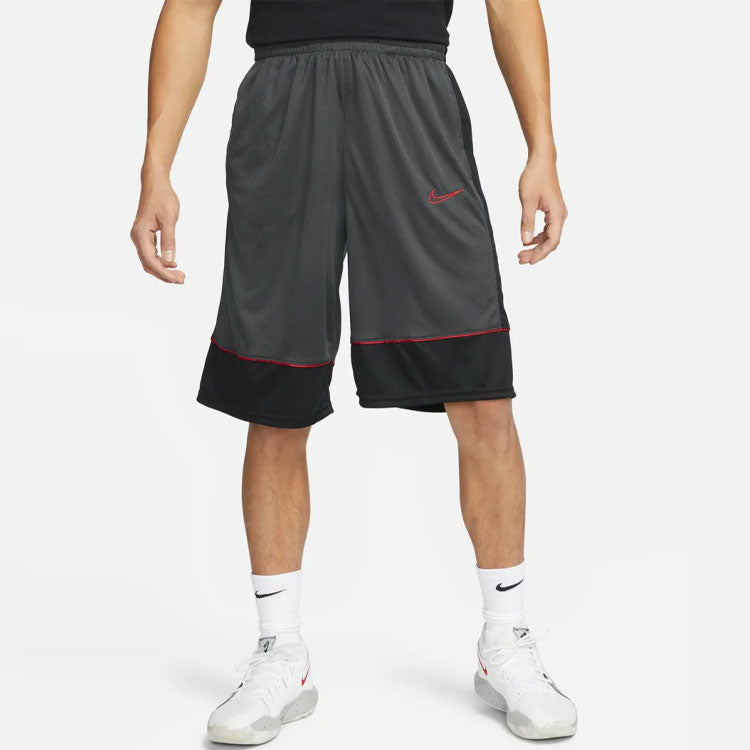 Men's Nike Dri-FIT Contrast Color Stitching Elastic Waistband Sports Black Gray Shorts BV9453-070