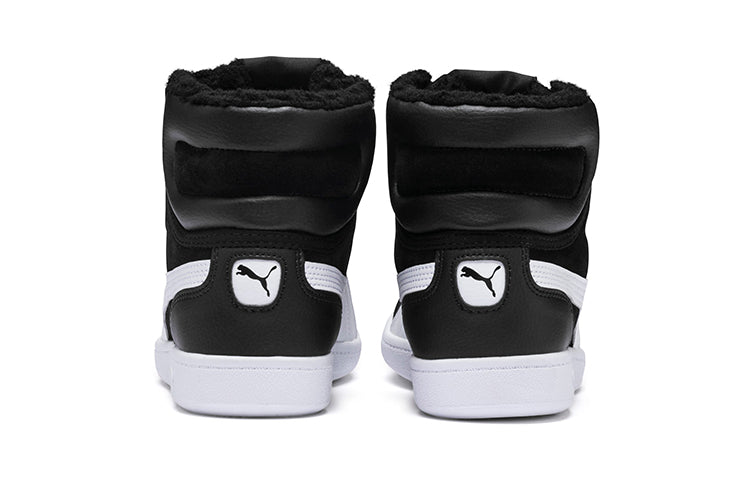 (PS) PUMA Vikky Mid Fur Fleeced Casual Board Shoes Black/White 366854-01