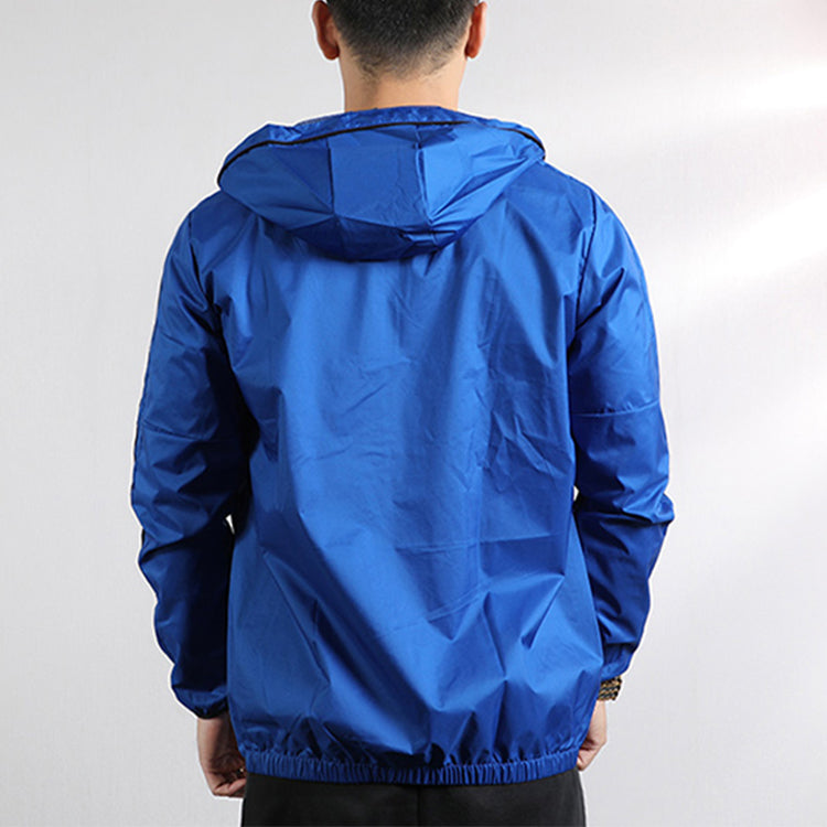 adidas logo Printing Casual hooded track Jacket Blue FK4489