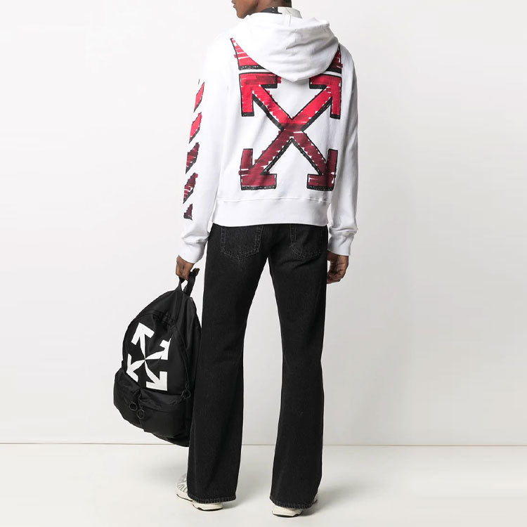 Off-White SS21 Marker Arrows Stripe Printing Jacket Loose Fit White OMBB034R21FLE0030125