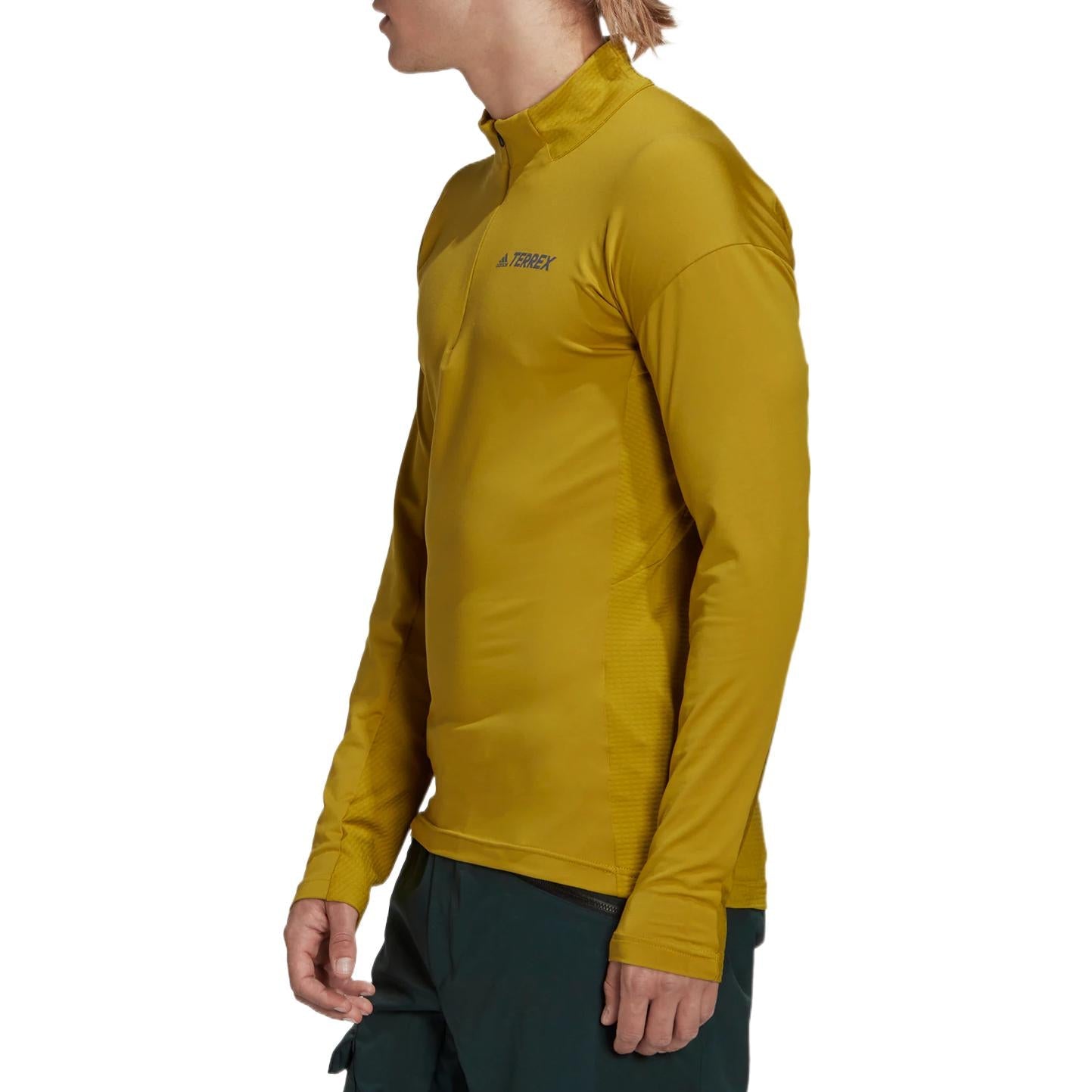 Men's adidas Sleeve Side Alphabet Printing Half Zipper Long Sleeves Yellow T-Shirt HI1309
