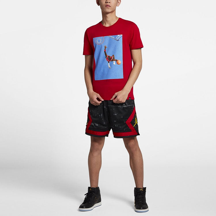 Air Jordan slamdunk Photo Printing Sports Short Sleeve Red 915935-687