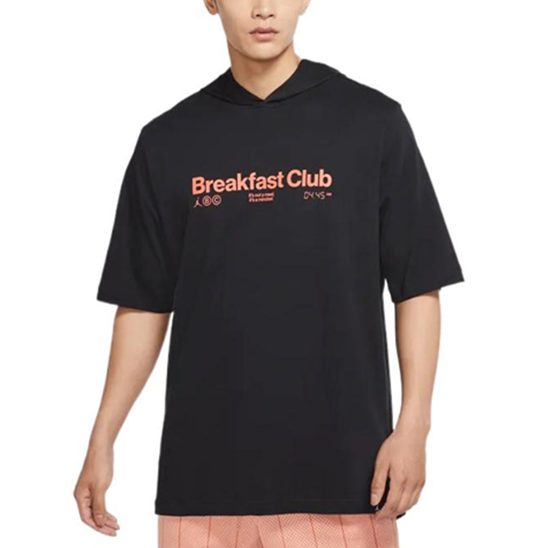 Air Jordan Alphabet Numeric Printing hooded Pullover Short Sleeve Black DQ7383-010