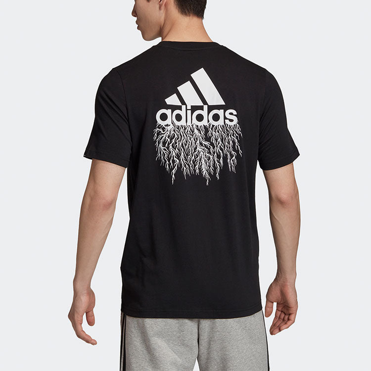 adidas M Ris T Sports Training Printing Logo Round Neck Short Sleeve Black GD5920