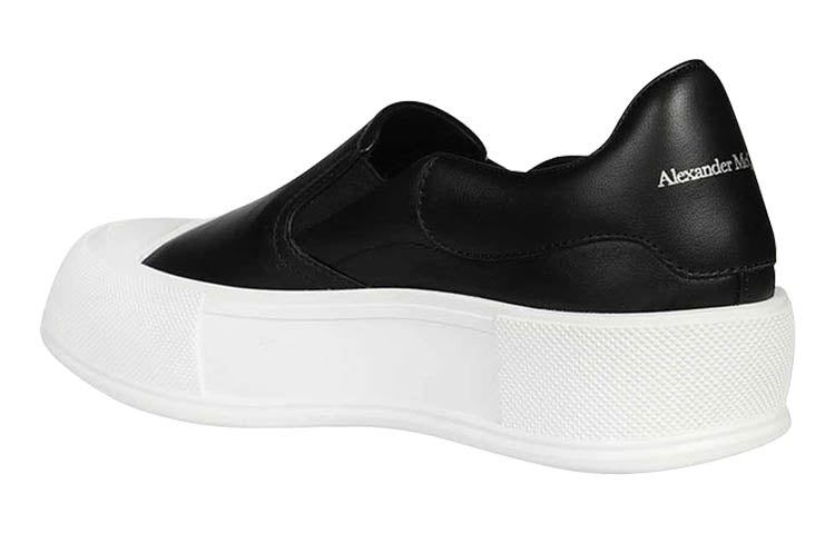 (WMNS) Alexander McQueen Deck Skate Plimsoll 'Black White' 654592WHZT81070