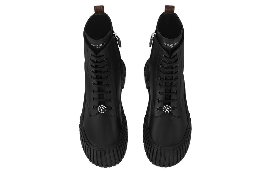 (WMNS) LOUIS VUITTON Ruby Flat Ranger Boots 'Black Plain' 1ABPS0