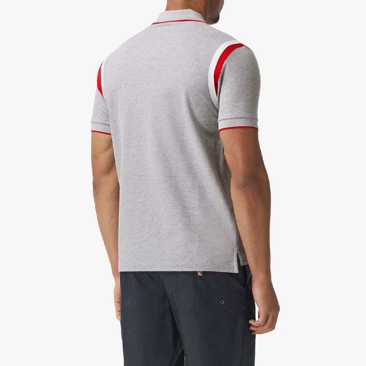 Men's Burberry SS21 Logo Pattern Cotton Polo Shirt Gray 80378531