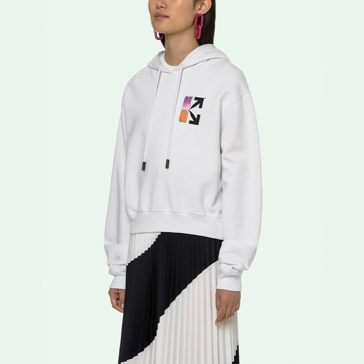 Off-White SS21 Gradient Arrow Printing hooded Pullover Casual Ordinary Version Unisex White OWBB016R21JER0010184
