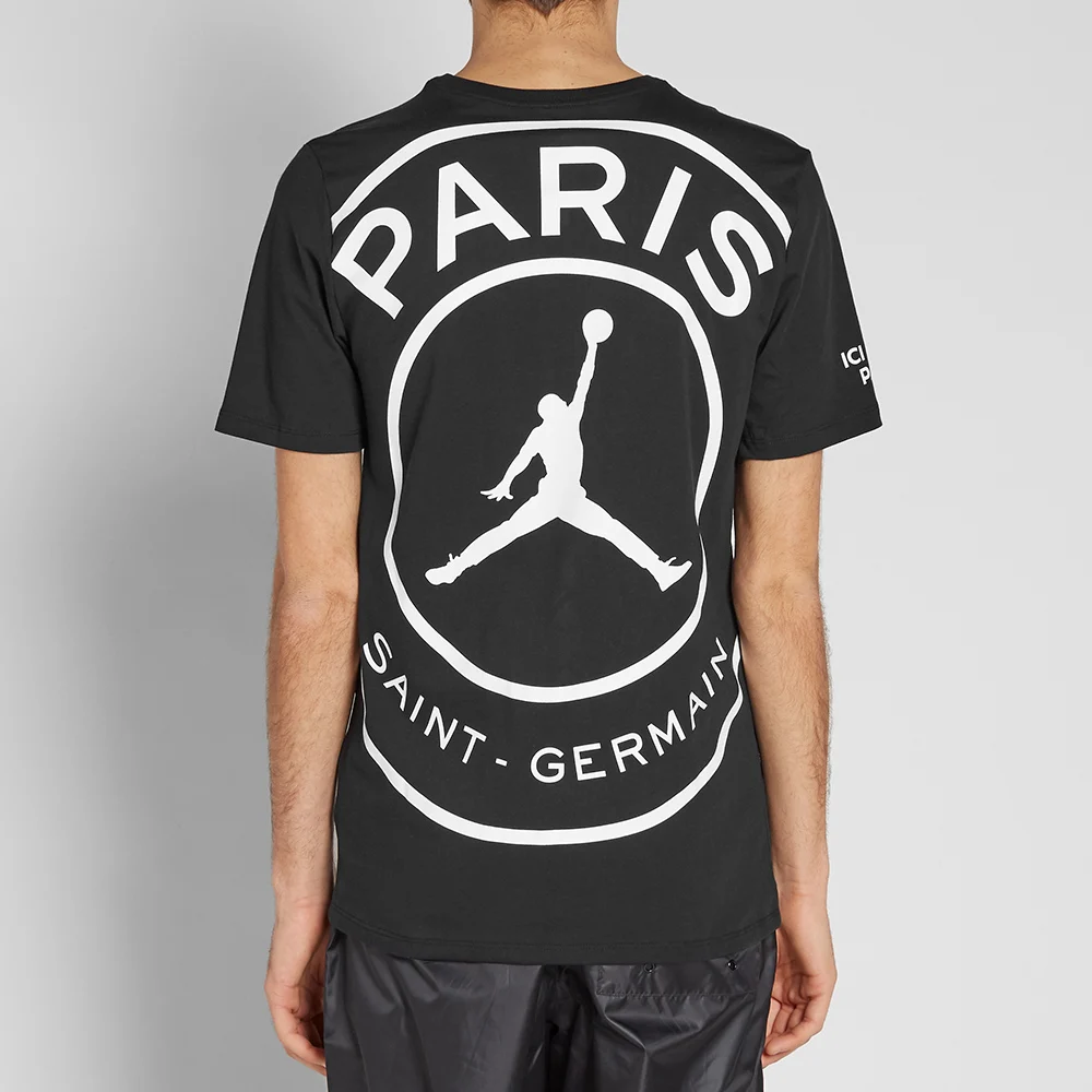Air Jordan X PSG Crossover Paris Saint-Germain jump man Large LOGO Short Sleeve Black BQ4273-010