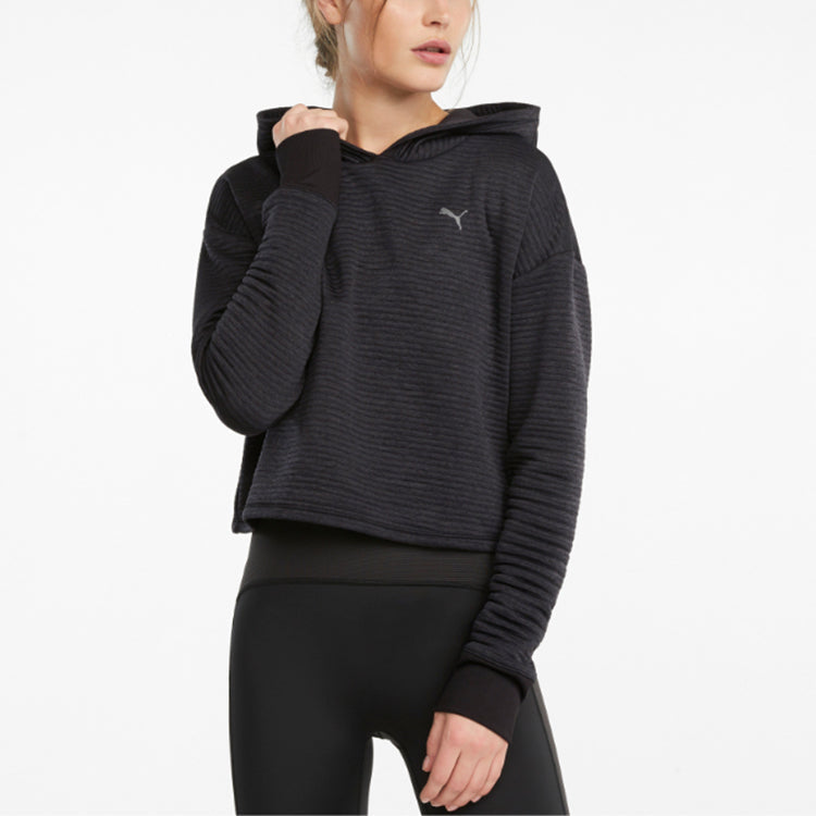 (WMNS) PUMA STUDIO Textured Training Skimmer Hoodie 'Black' 520993-01