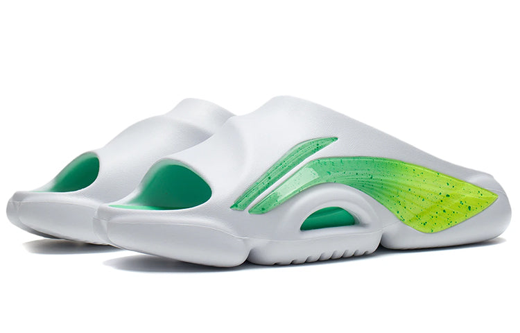 Li-Ning 8 PE Courtside Slides 'White Green' ABTS009-14