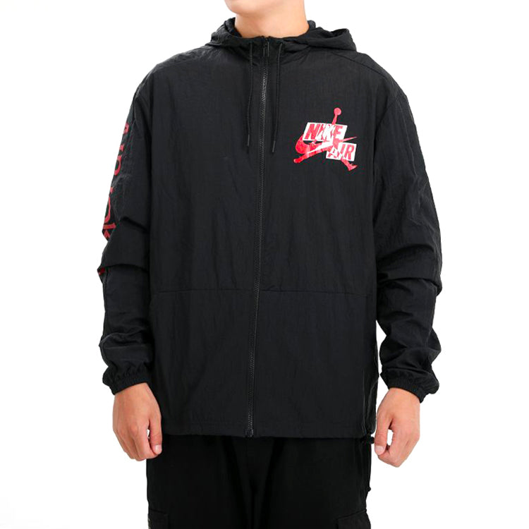 Air Jordan Jumpman Windbreaker Cardigan Sports Hooded Jacket Black CN3824-010