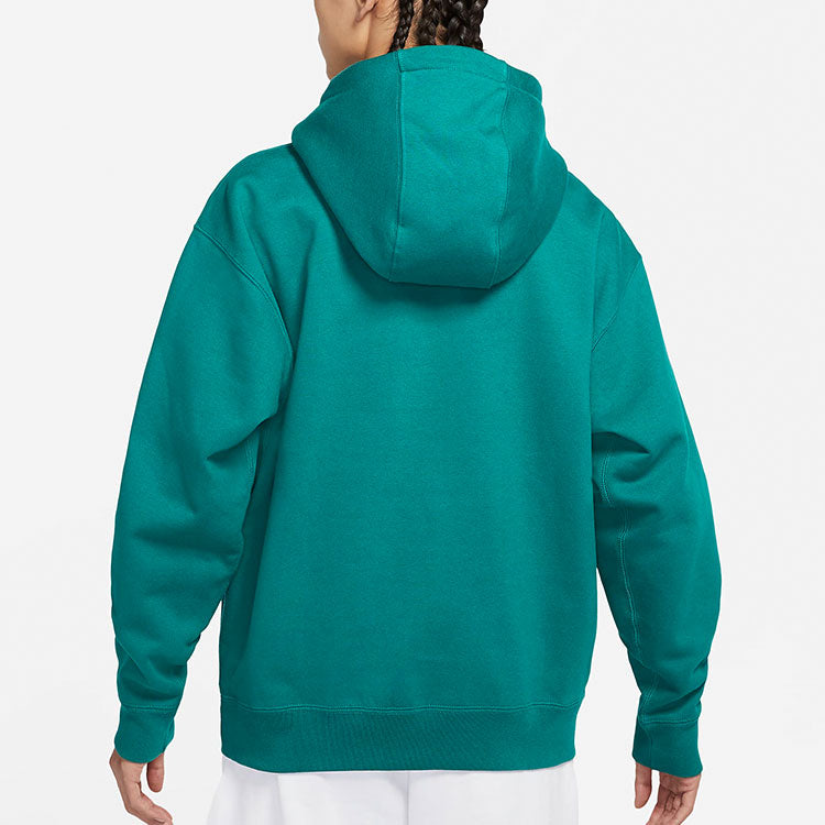 Men's Nike Logo Embroidered Solid Color Fleece Lined Casual Pullover Green DA0316-340