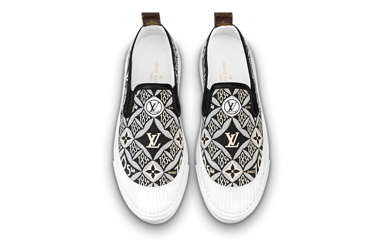 (WMNS) LOUIS VUITTON Playtime Slip-On Shoes 'Black White Monogram' 1A8UP1