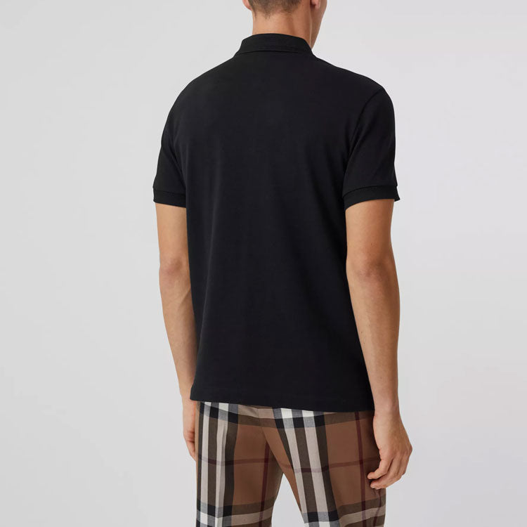 Men's Burberry SS21 Button Mesh Cotton Polo Shirt Black 80374351