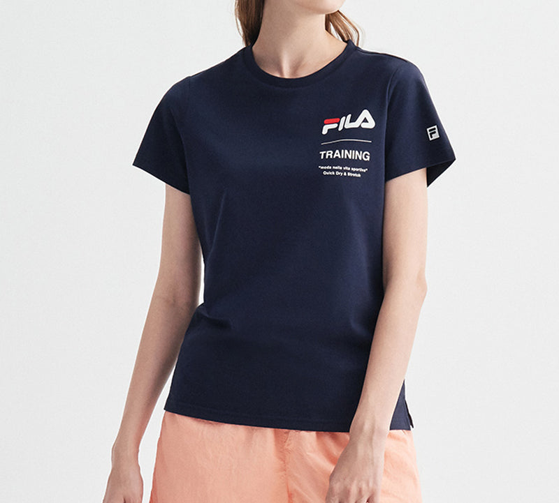 (WMNS) FILA Printing Sports Quick Dry Short Sleeve Royal blue A11W021119F-NV