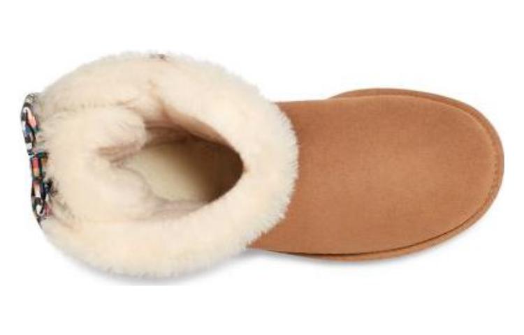 (WMNS) UGG Checkered Bow Snow Boots 'Brown' 1138131-CHE