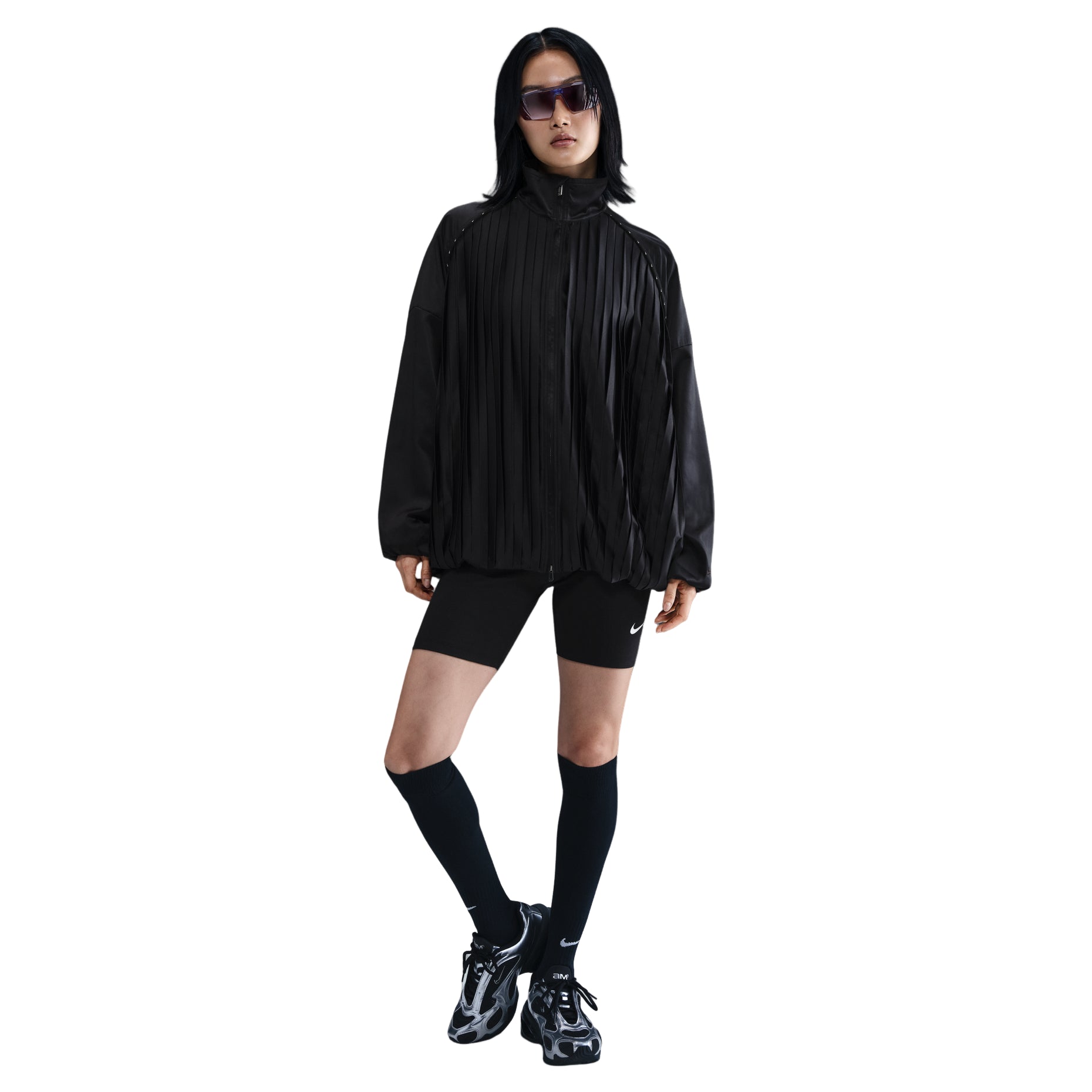 (WMNS) Nike Pleated Tracksuit Jacket Asia Sizing 'Black' HJ0518-010