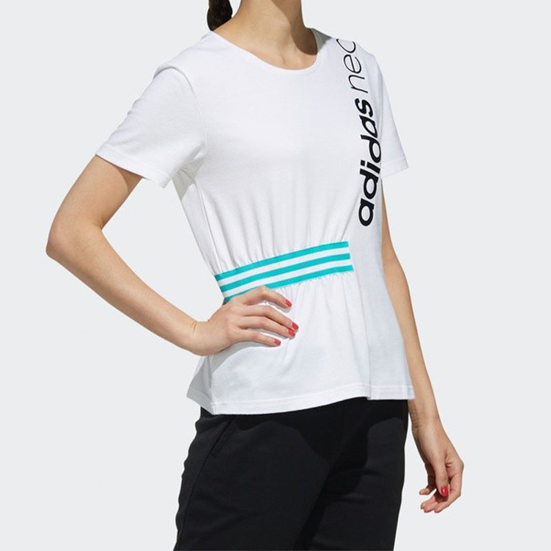 (WMNS) adidas neo Sports Pullover Round Neck Short Sleeve White EJ7096