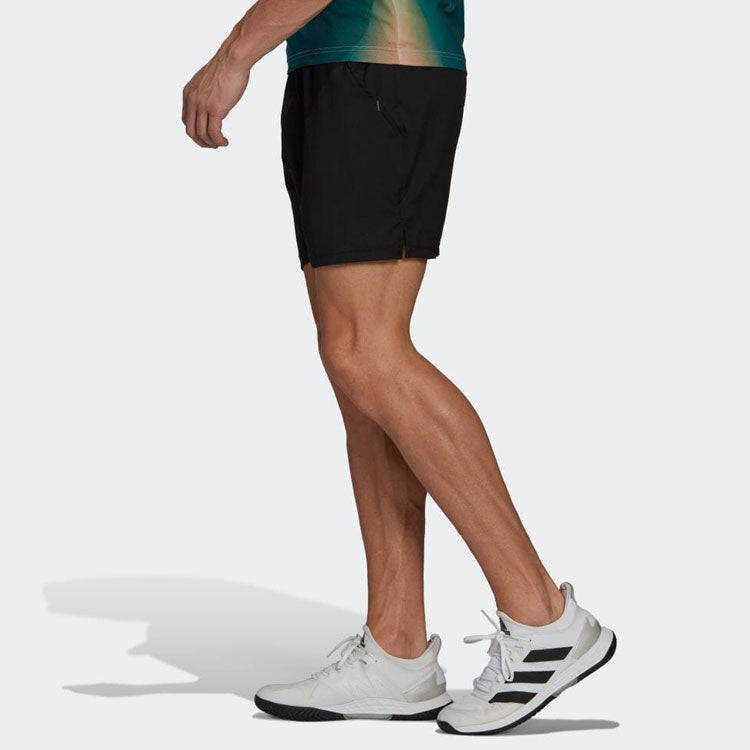 Men's adidas Solid Color Logo Straight Casual Tennis Sports Shorts Black H67148