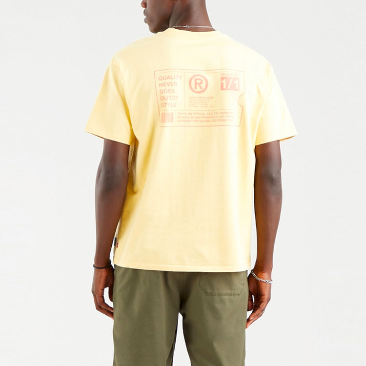 Men's Levis Printing Round Neck Pullover Short Sleeve Yellow 87373-00041