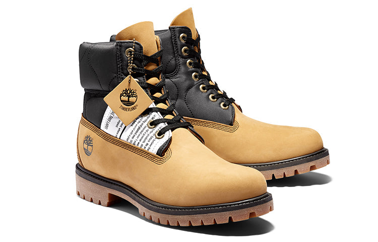 Timberland Premium 6 Inch Leather and Fabric Boots 'Wheat Nubuck with Black' A2QZR