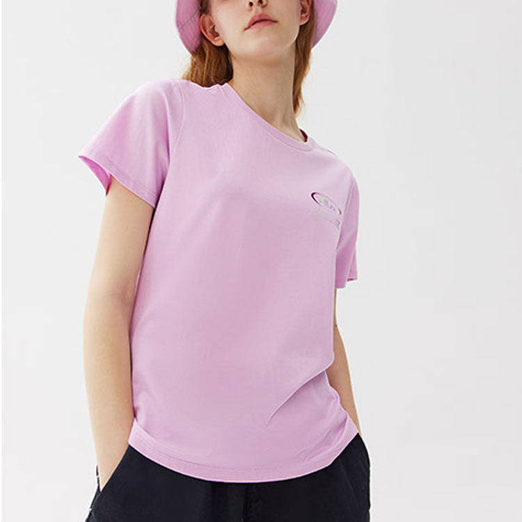 (WMNS) FILA Logo Printing Casual Sports Short Sleeve Purple F11W128160F-VT