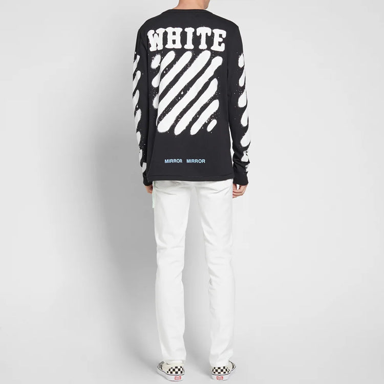 Off-White Splash Ink Printing Long Sleeves Black OMAB001S171850231001