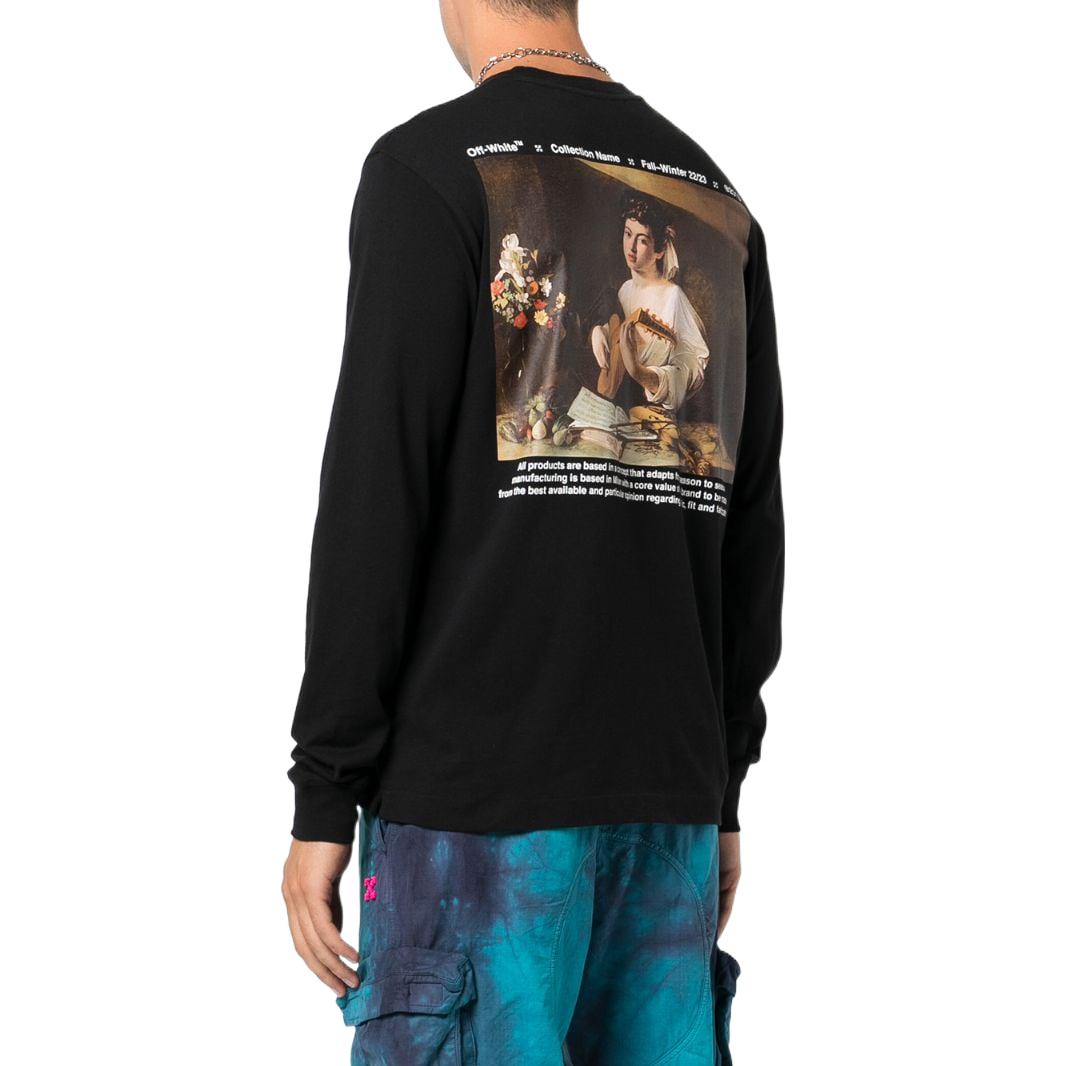 Off-White Caravaggio Lute Skate Long-Sleeve Tee 'Black White' OMAB064C99JER0081001