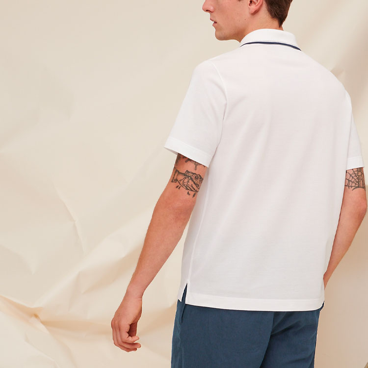 Men's HERMES SS21 Pocket Short Sleeve Polo Shirt White H157930HA90