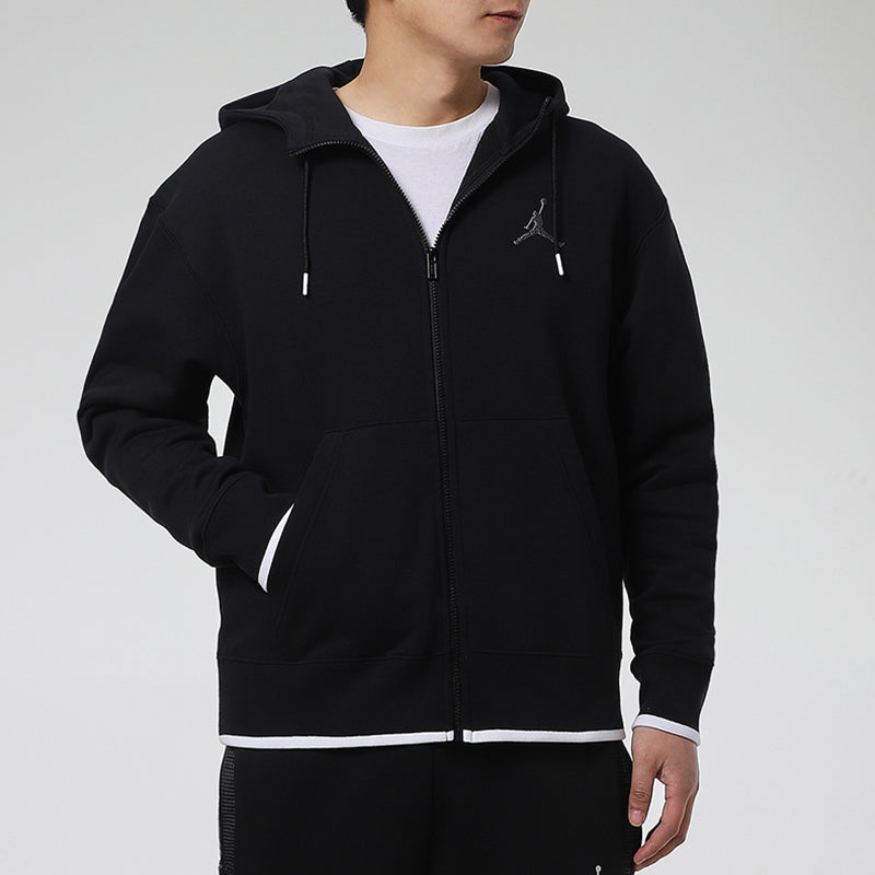Air Jordan MENS Logo Print Fleeced Sports Hooded Jacket Black CV2356-010
