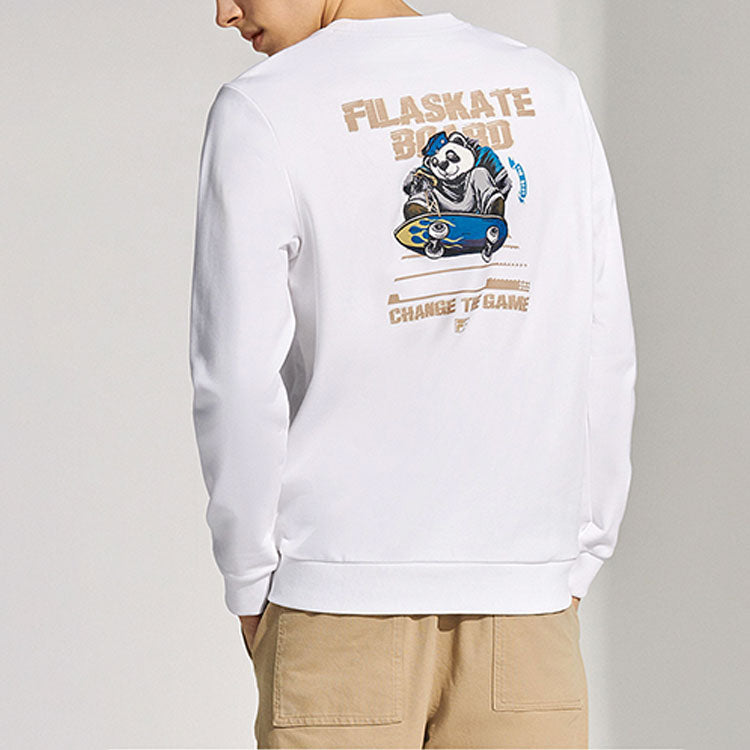 Fila FUSION Pattern Printing Round Neck Pullover Couple Style White T11M113205F-WT