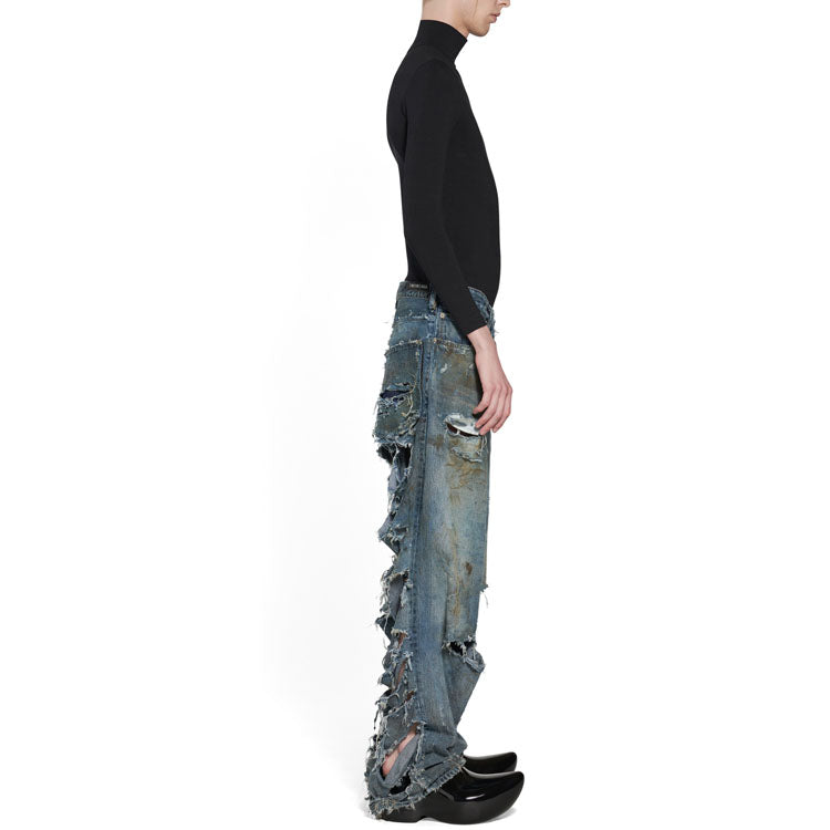 Balenciaga Super Destroyed Baggy Pants 'Light Blue' 745248TNW014012