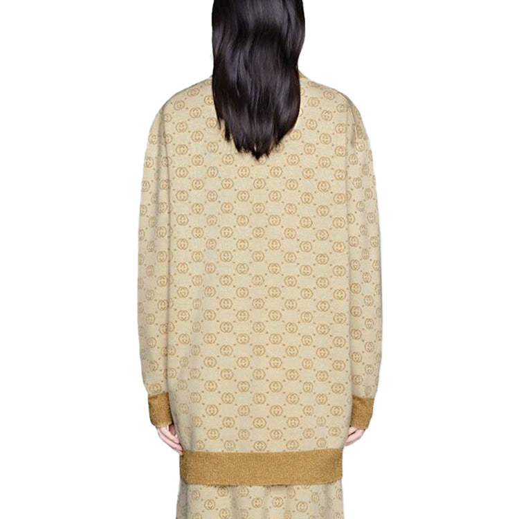 (WMNS) Gucci GG Golden And Silver Silk Wool Cardigan For Golden 605910-XKAHT-8007