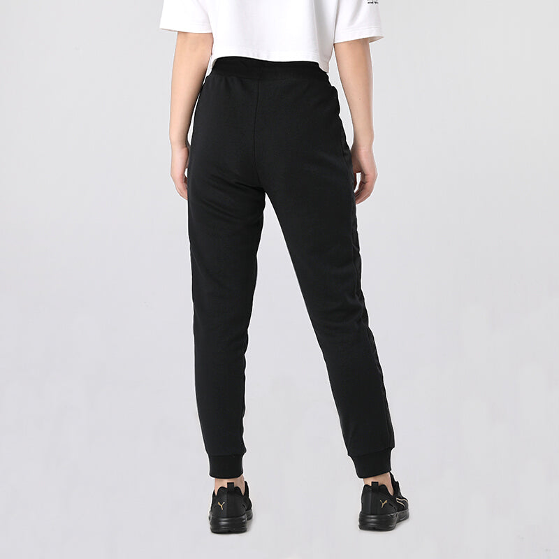 (WMNS) PUMA Style Cat Drawstring Casual Sports Knit Trousers Black 587165-01