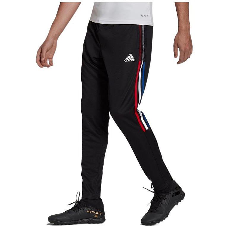 Men's adidas SS22 Solid Color Side Stripe Lacing Sports Pants/Trousers/Joggers Black HB4107