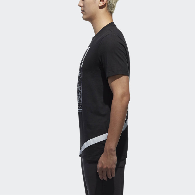 adidas originals mesh Logo Printing Sports Round Neck Short Sleeve Black CW5173