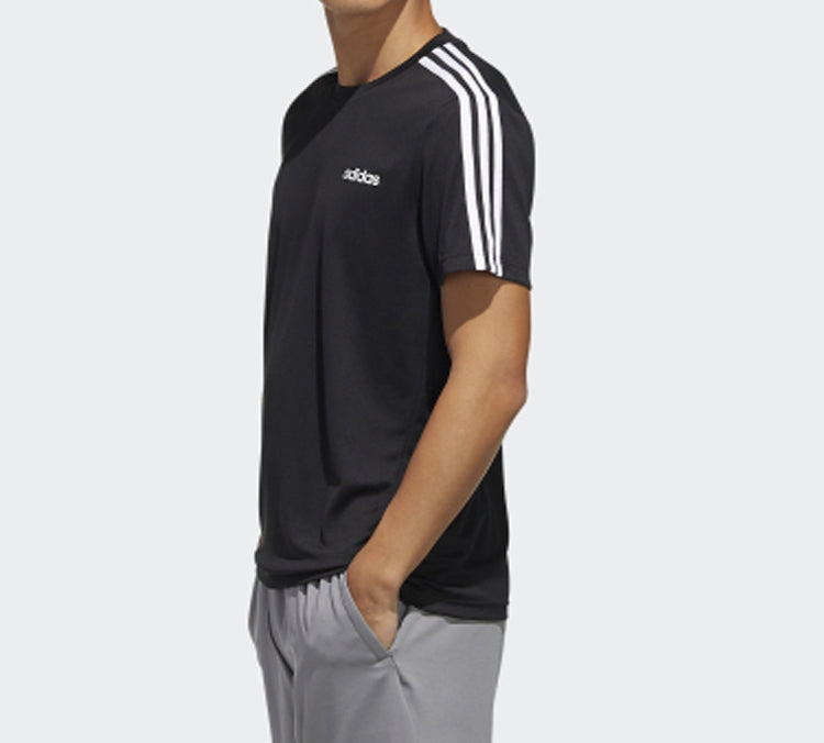 adidas Stripe Logo Alphabet Short Sleeve Black FL0349