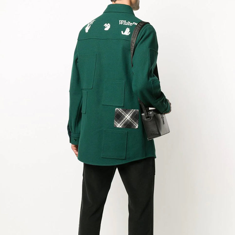 Off-White Plaid Design Shirt Jacket Green OMEA227E20FAB0015701