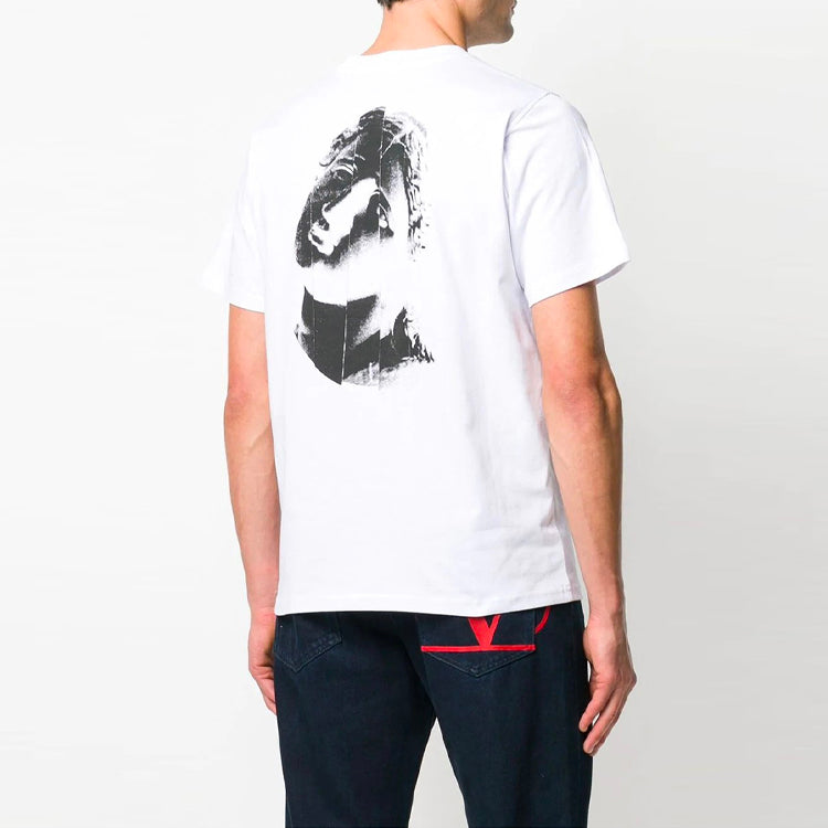 Men's McQ Alexander McQueen Round Neck Printing Alphabet Short Sleeve White 291571-ROJ27-9000