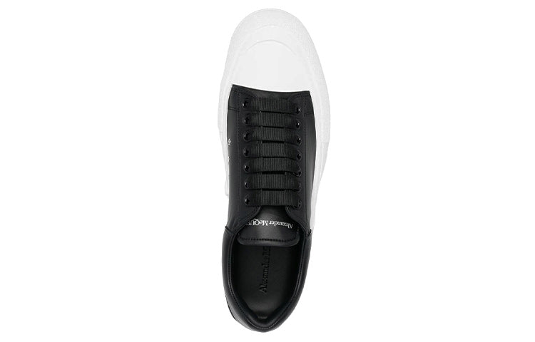Alexander McQueen Deck Lace Up Plimsoll Sneakers 'Black White' 705201WIAB61070