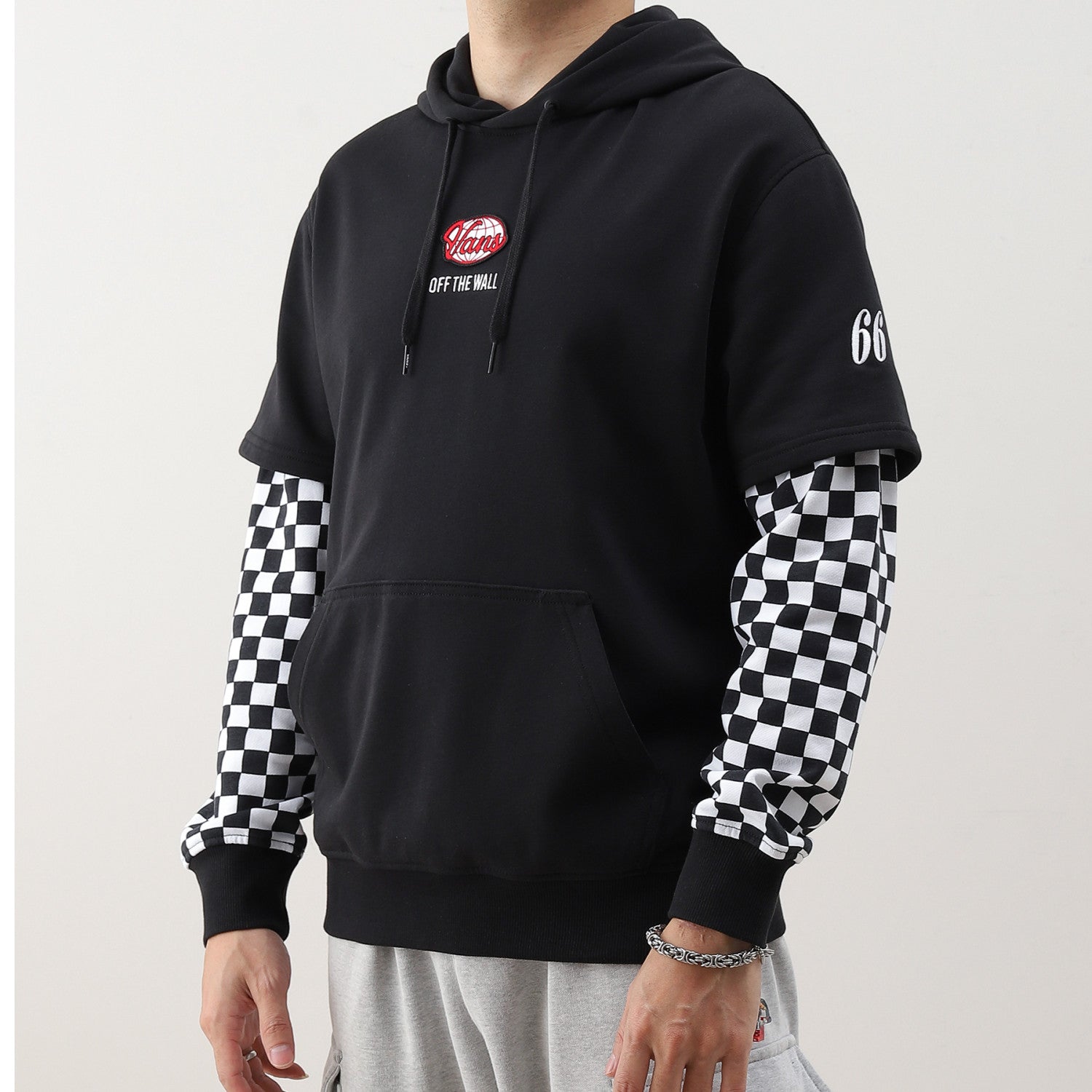 Vans Colorblock Checkerboard Hoodie 'Black' VN0A7Q13BLK