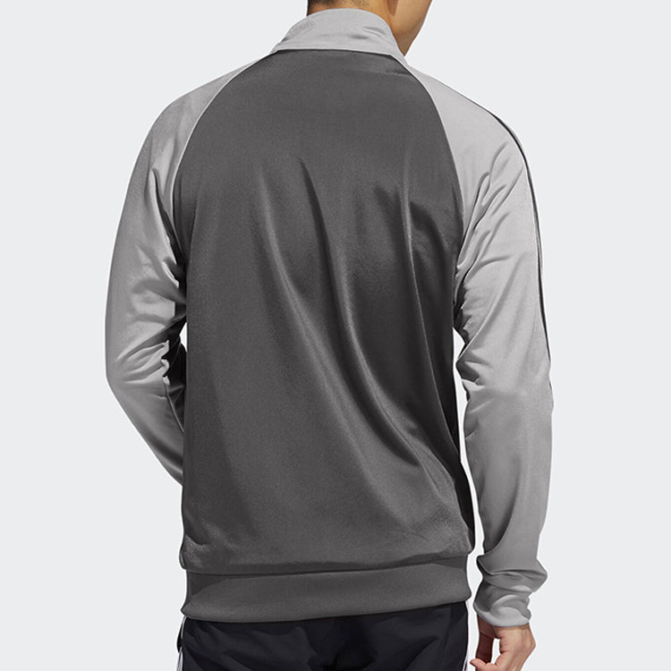 adidas Stripe Logo Pattern Loose Long Sleeves Jacket Gray FI8177