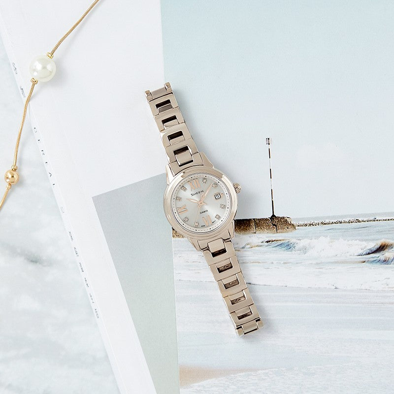 CASIO SHEEN Solar Powered Waterproof Quartz Sapphire Crystal White Analog SHE-4522CG-4A