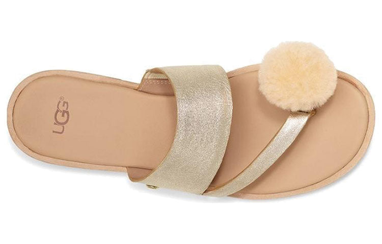 (WMNS) UGG Hadlee Metallic Gold Color Slippers 1101349-GOLD