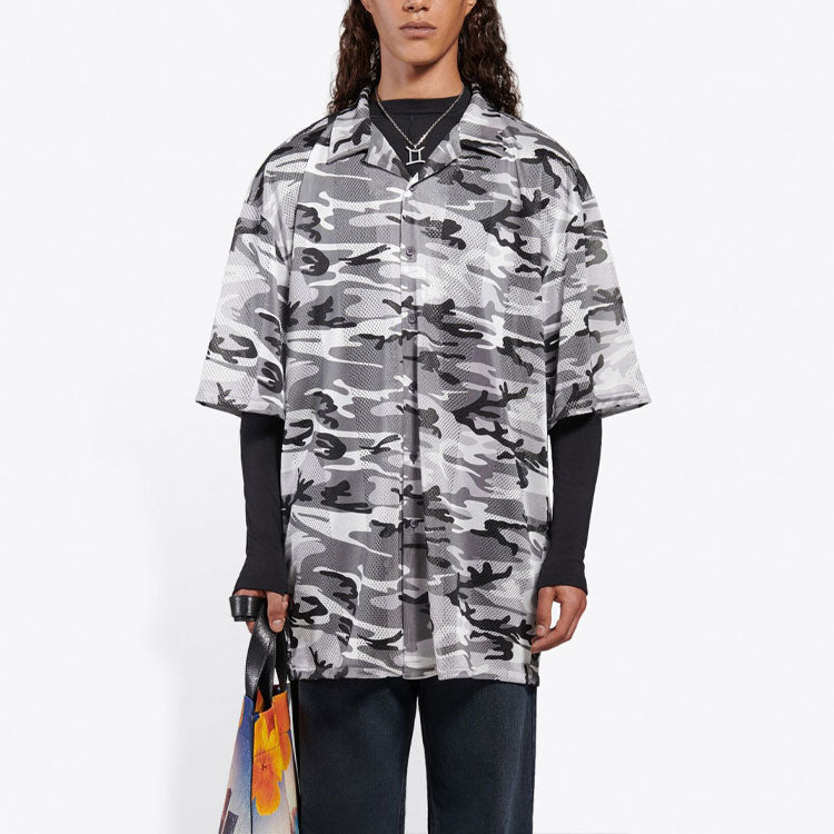 Balenciaga Camouflage Mesh Shirt 'Grey' 647651TJLC51240