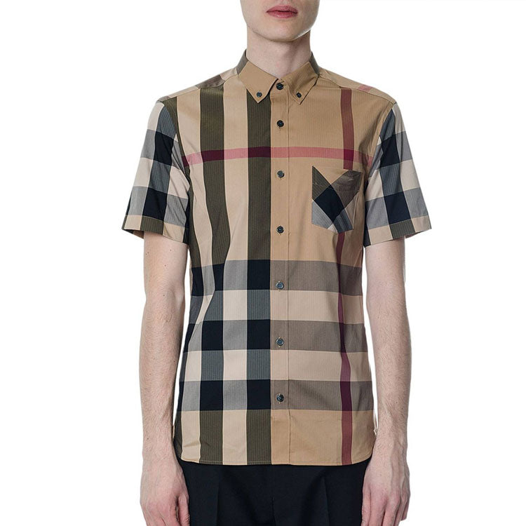 Men's Burberry Short Sleeve Casual Plaid Shirt 40458371