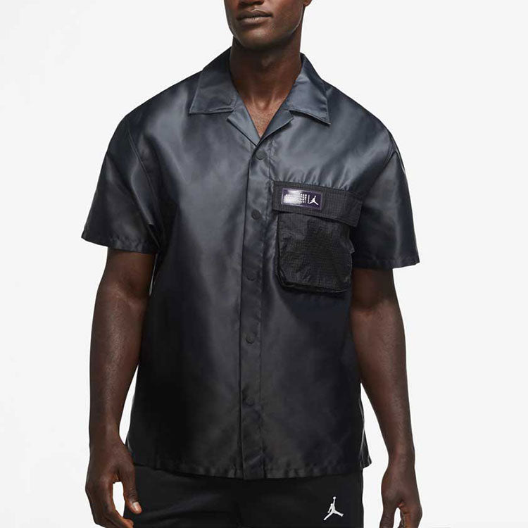 Men's Air Jordan Gradient Big Pocket Breathable Casual Short Sleeve Shirt Black CZ4821-022