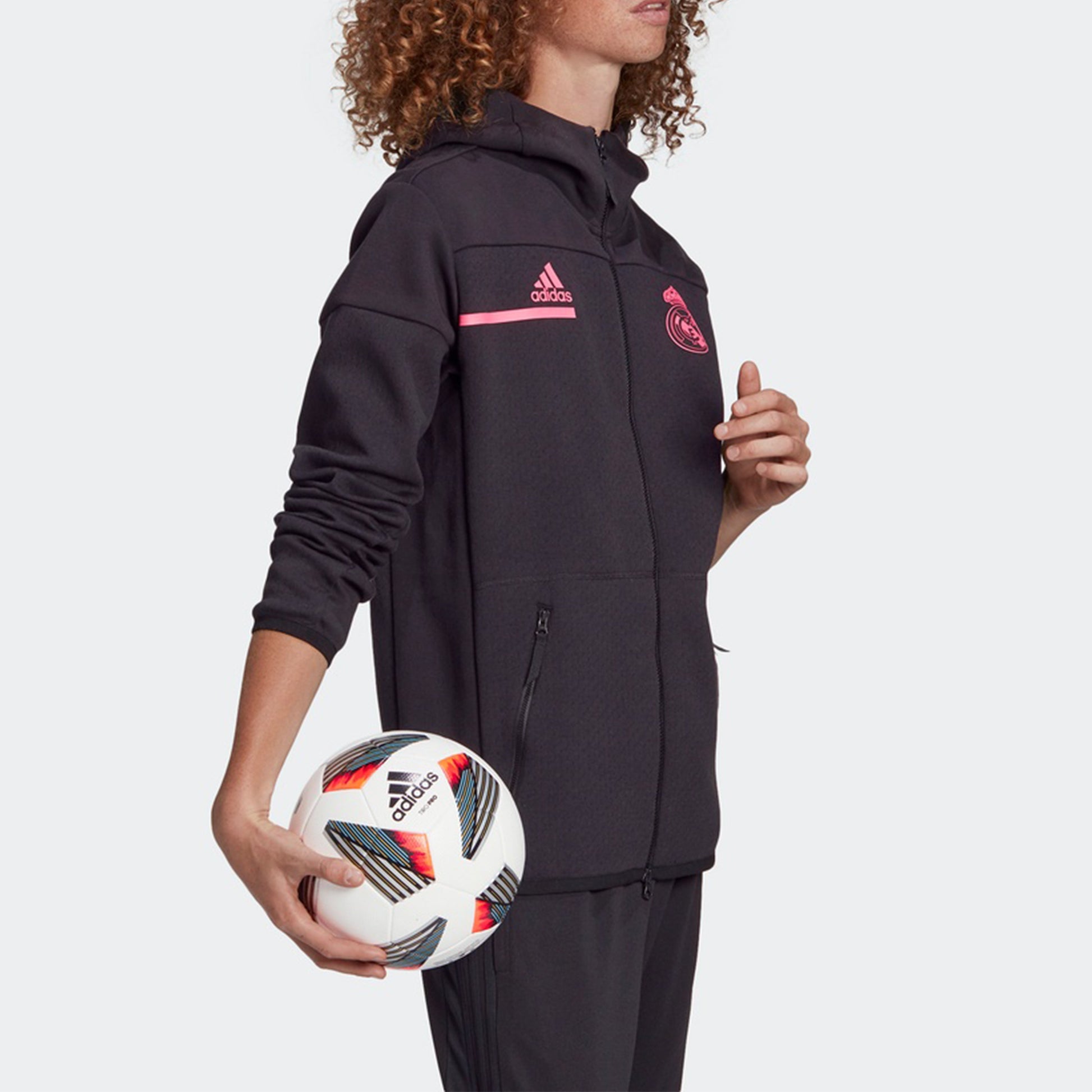 adidas Real Zne Real Madrid Soccer/Football Sports Hooded Jacket Black GN4983