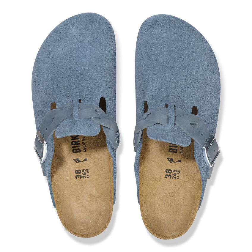 Birkenstock Boston Braided Suede Leather Sandals 'Elemental Blue' 1026673